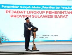 Gubernur Suhardi Duka Lantik 126 Pejabat Eselon III, 28 Fungsional, dan Satu Asisten di Lingkup Pemprov Sulbar