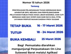Jelang Libur Nasional Nyepi dan Idul Fitri, Perpusip Sulbar Tetap Buka Layanan Perpustakaan